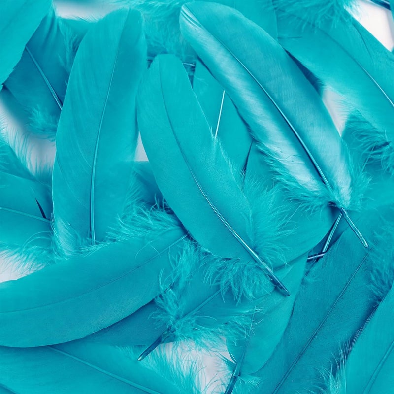 MAOFENG 150pcs 5-7 Inches Natural Goose Feathers Bulk DIY Crafts Feathers for Wedding Party Halloween Clothing Accessories,Aqua Blue - Image 4